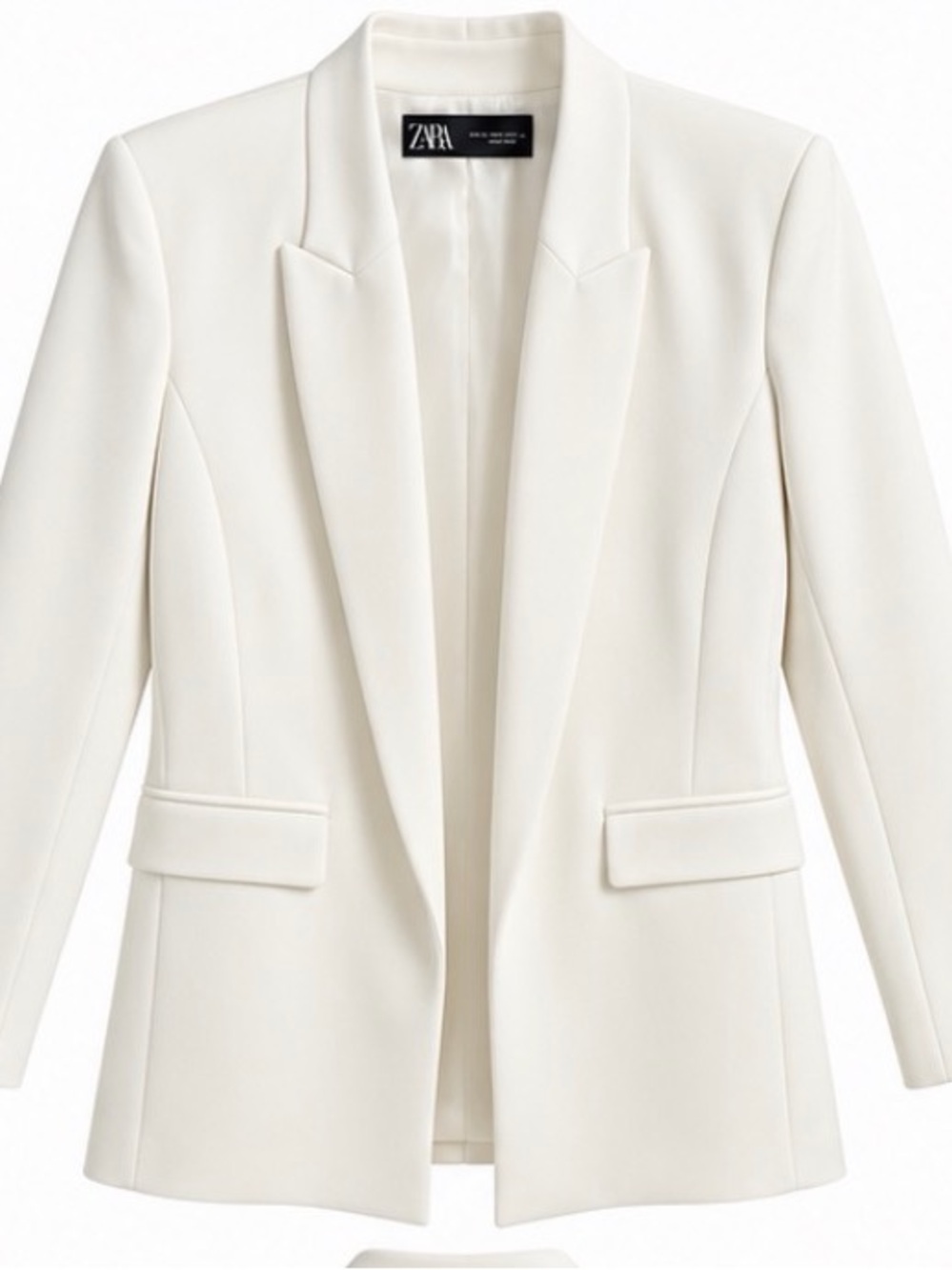 Zara Women's White Long Tailored Blazer